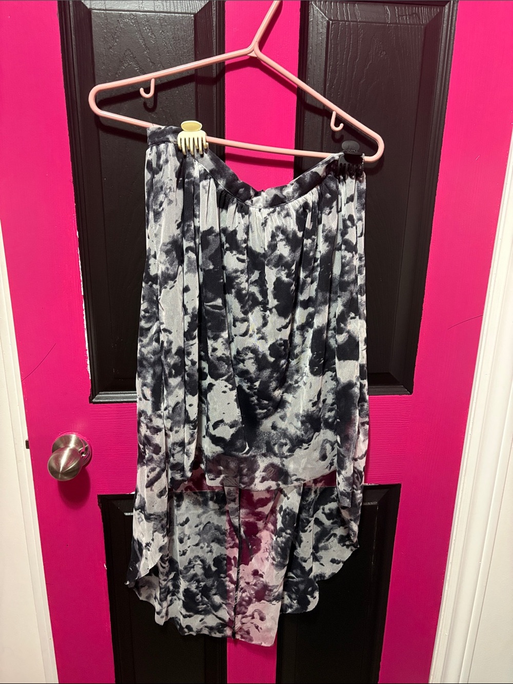 Tie-Dye Black & White High-Low Skirt